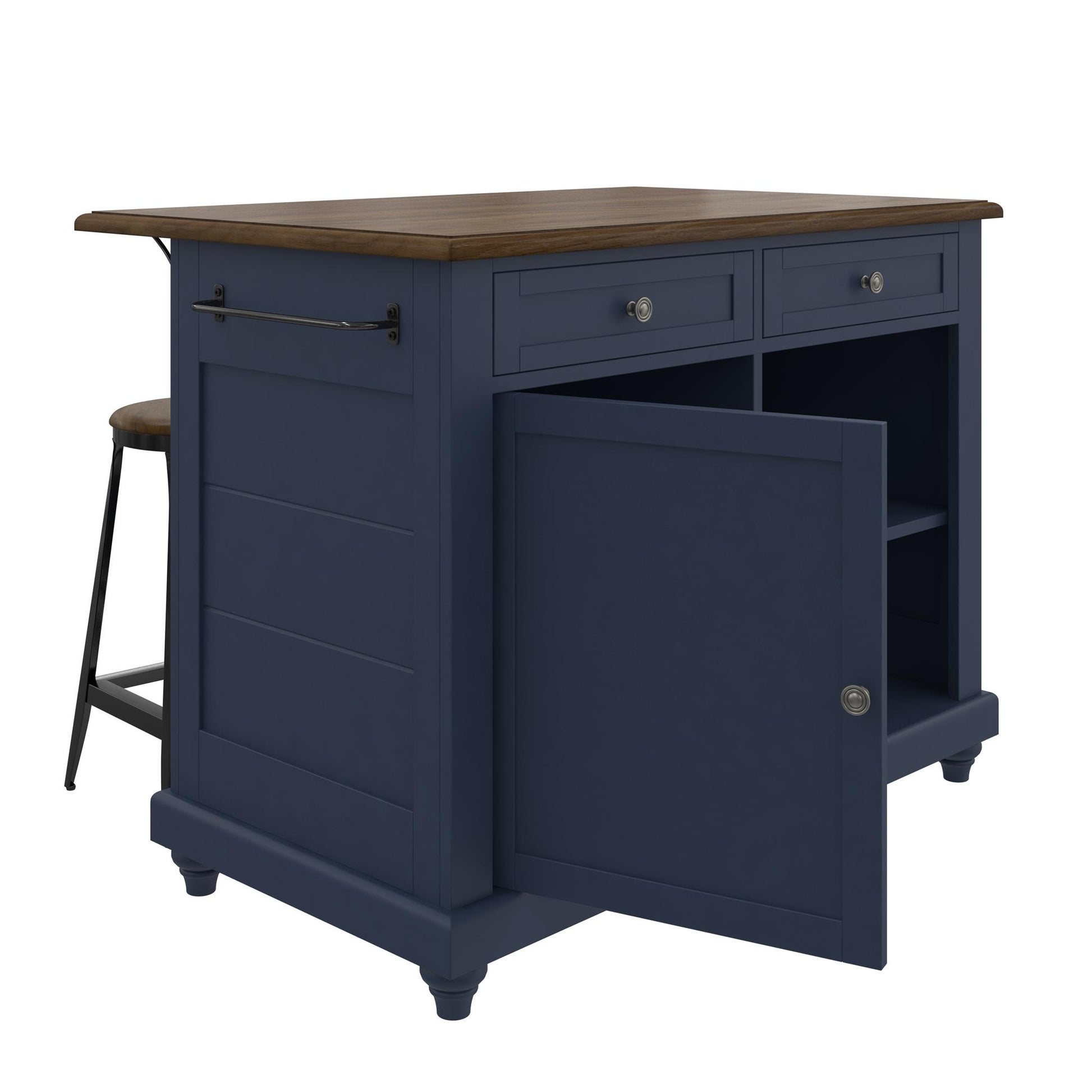 DHP Kelsey Kitchen Island with 2, Blue - Blue