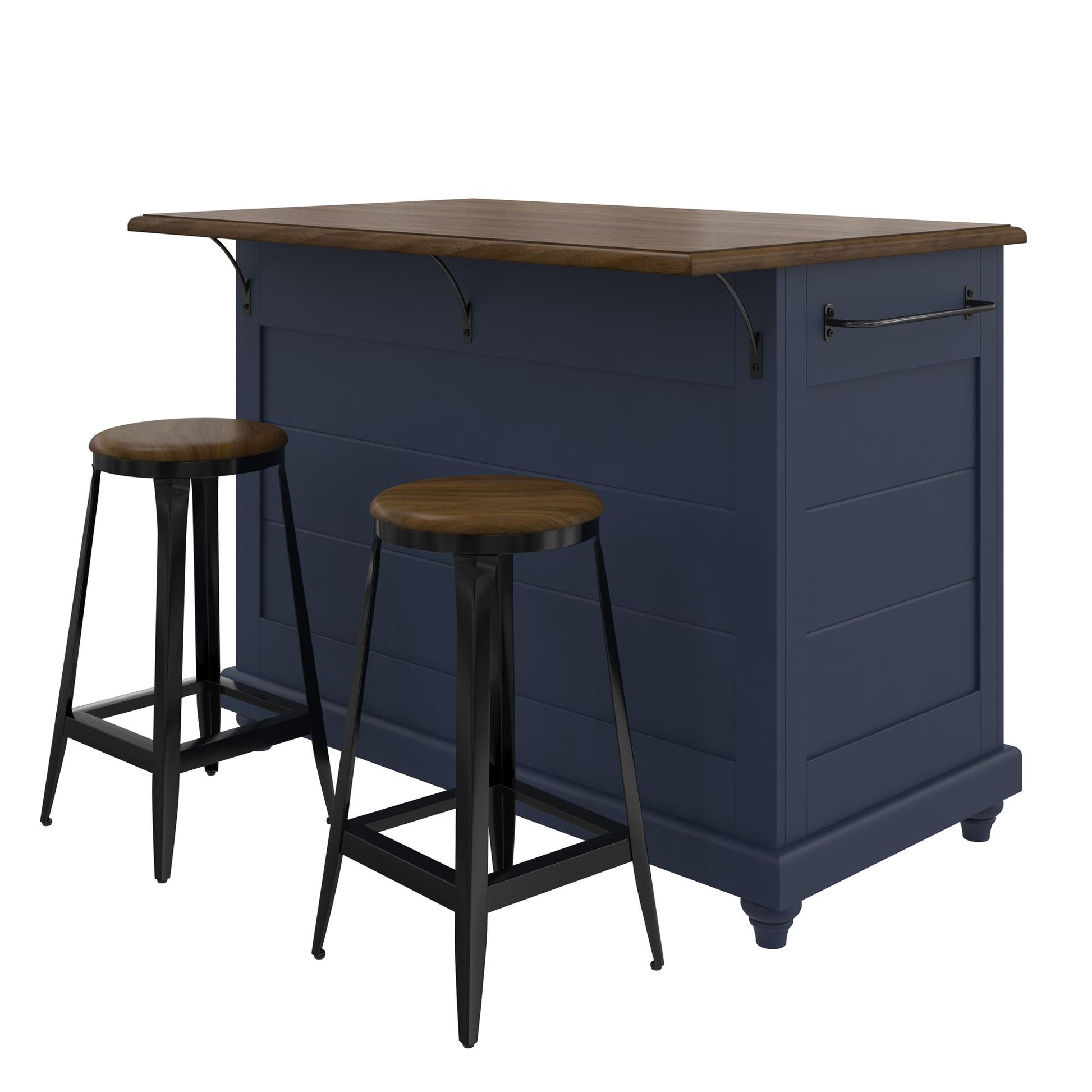 DHP Kelsey Kitchen Island with 2, Blue - Blue