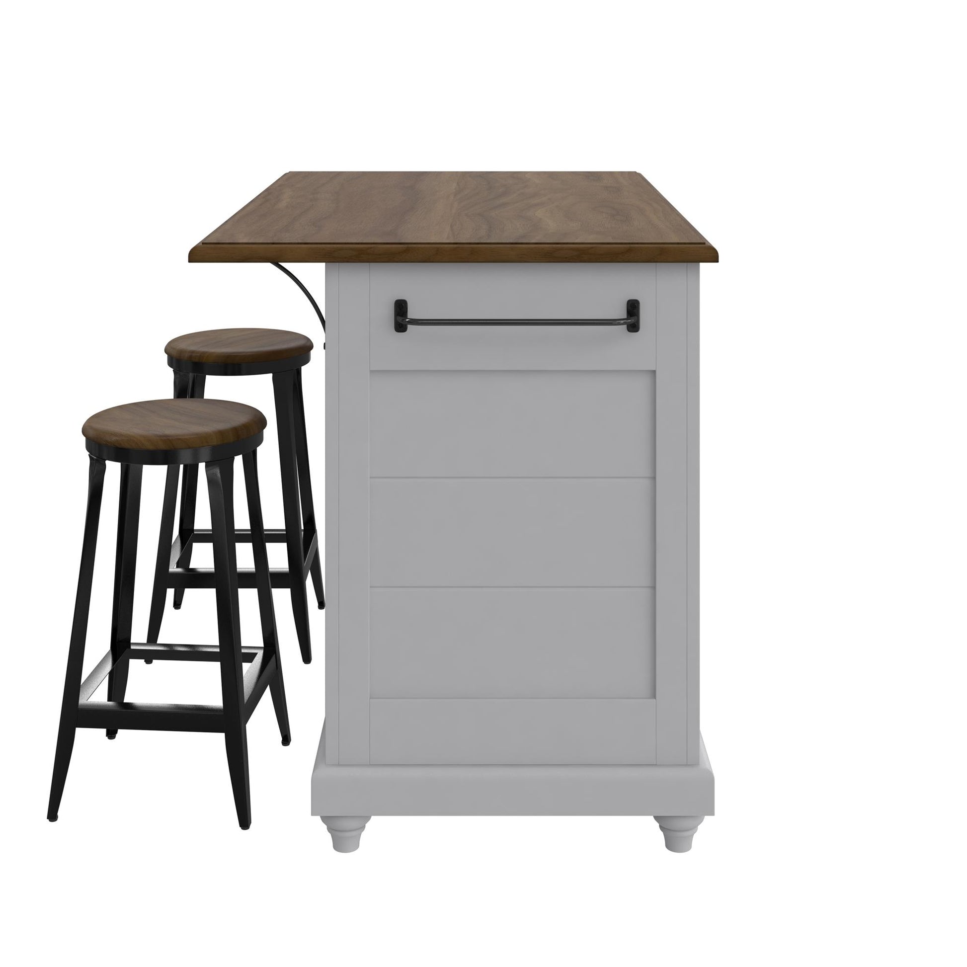 DHP Kelsey Kitchen Island with 2 Stools, Gray - Gray