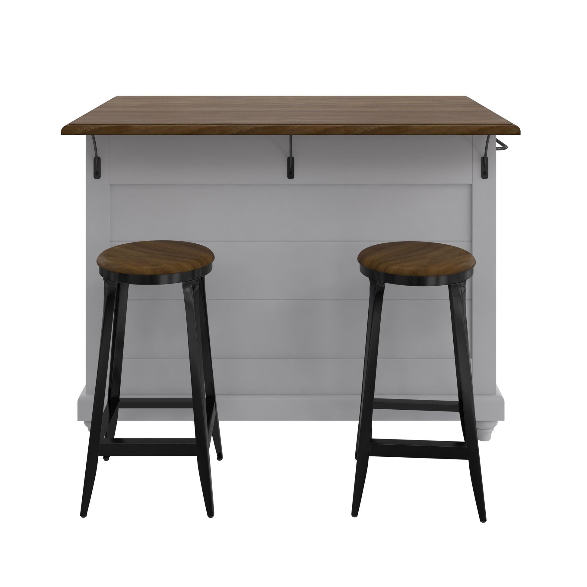DHP Kelsey Kitchen Island with 2 Stools, Gray - Gray