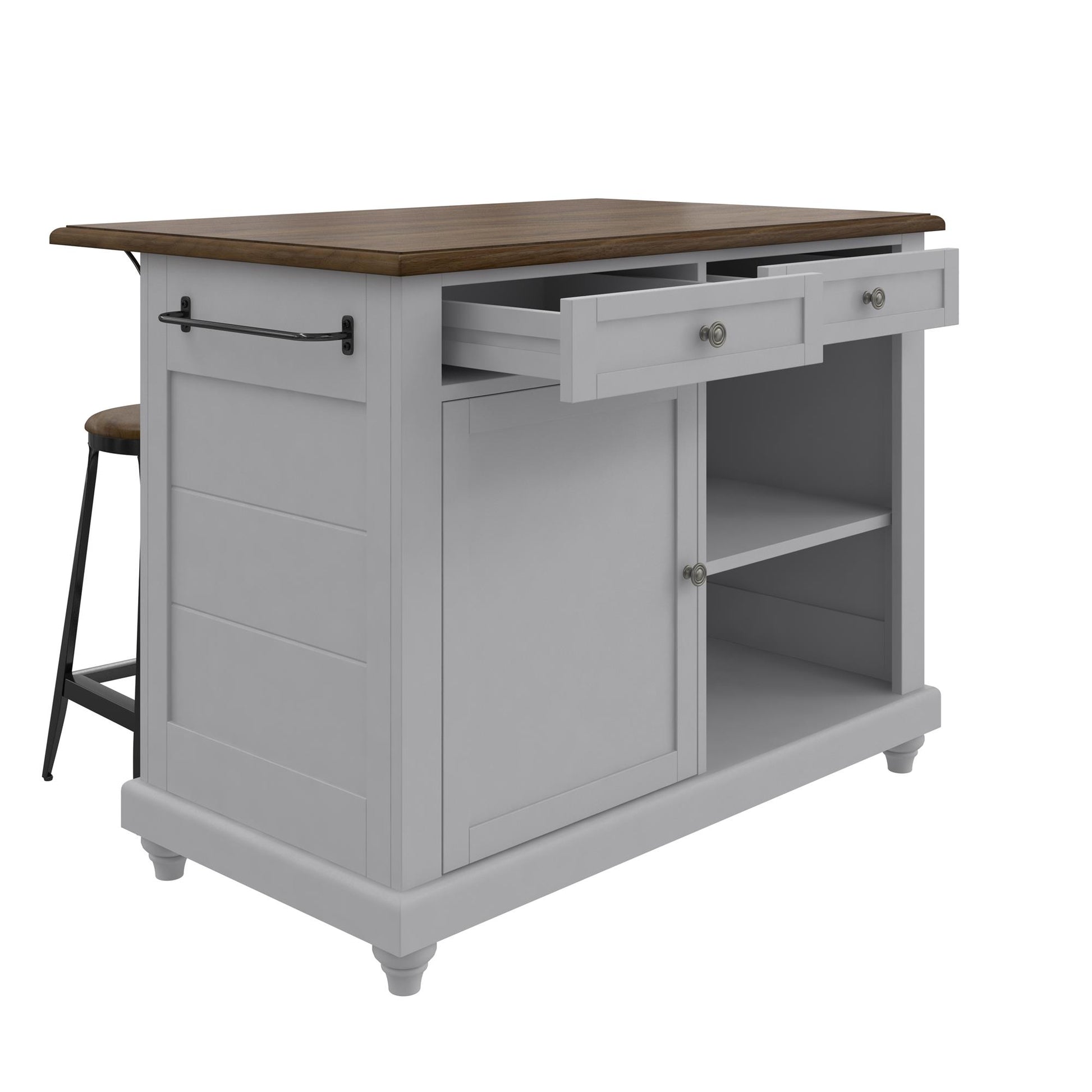 DHP Kelsey Kitchen Island with 2 Stools, Gray - Gray