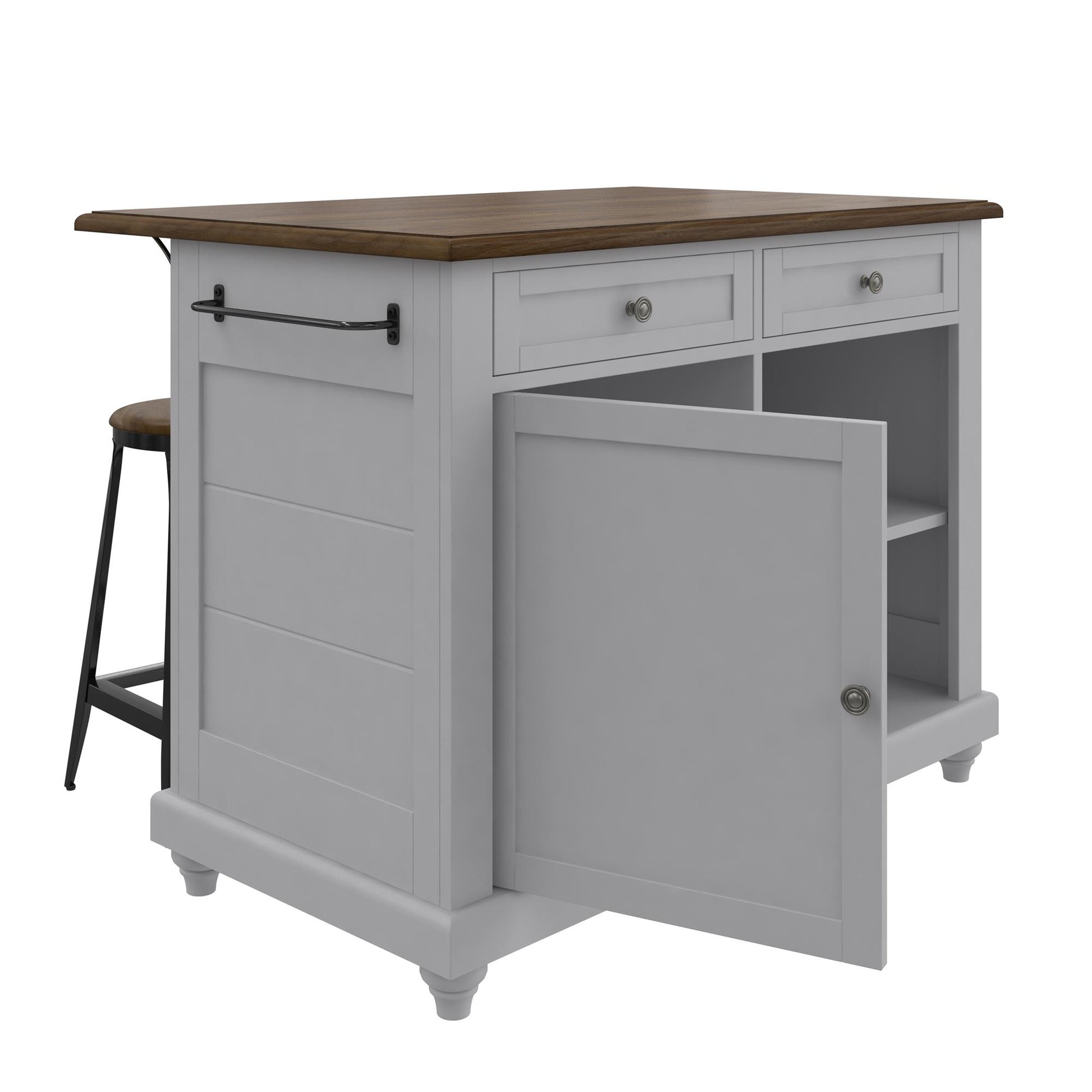 DHP Kelsey Kitchen Island with 2 Stools, Gray - Gray