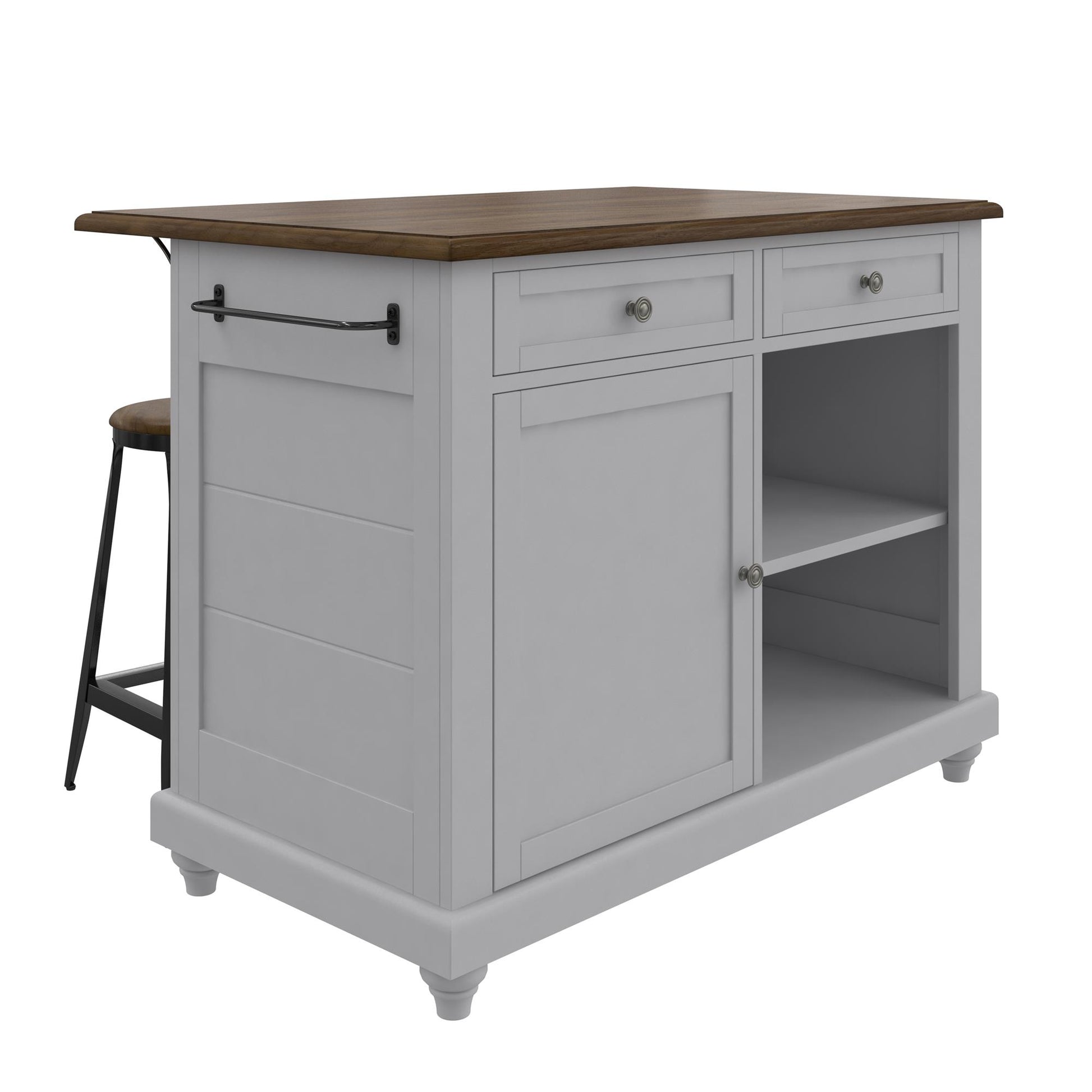 DHP Kelsey Kitchen Island with 2 Stools, Gray - Gray
