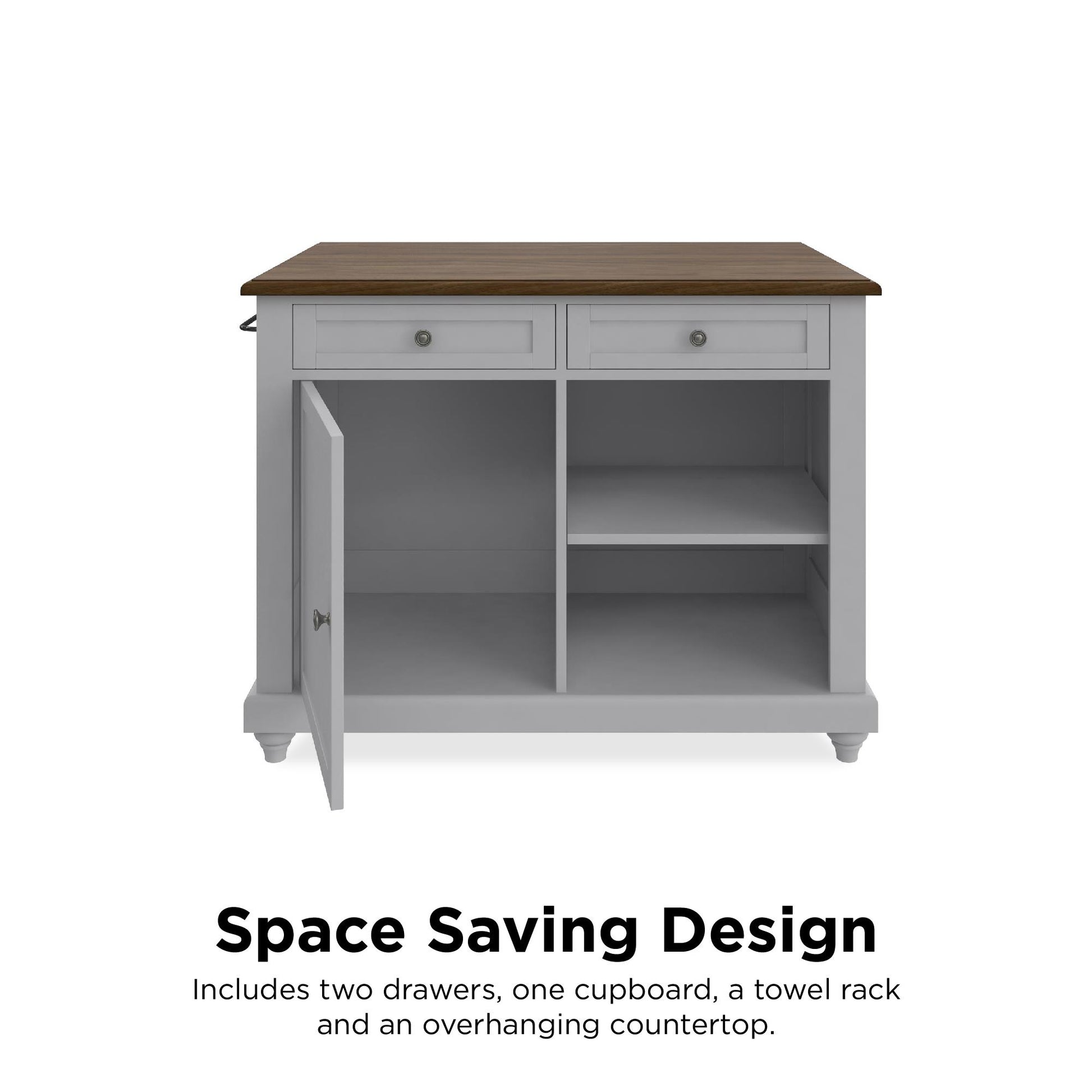 DHP Kelsey Kitchen Island with 2 Stools, Gray - Gray