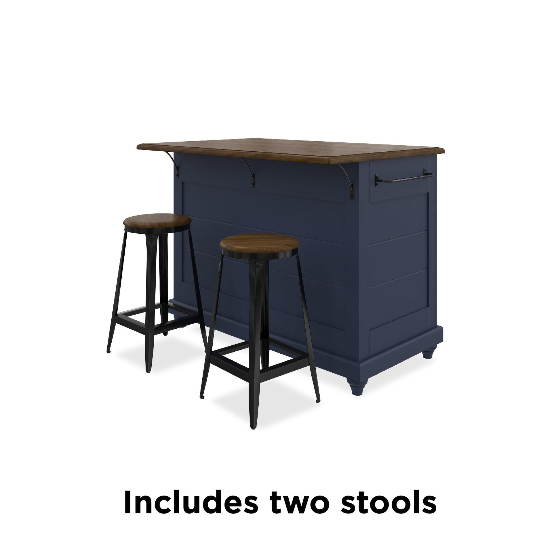 DHP Kelsey Kitchen Island with 2, Blue - Blue
