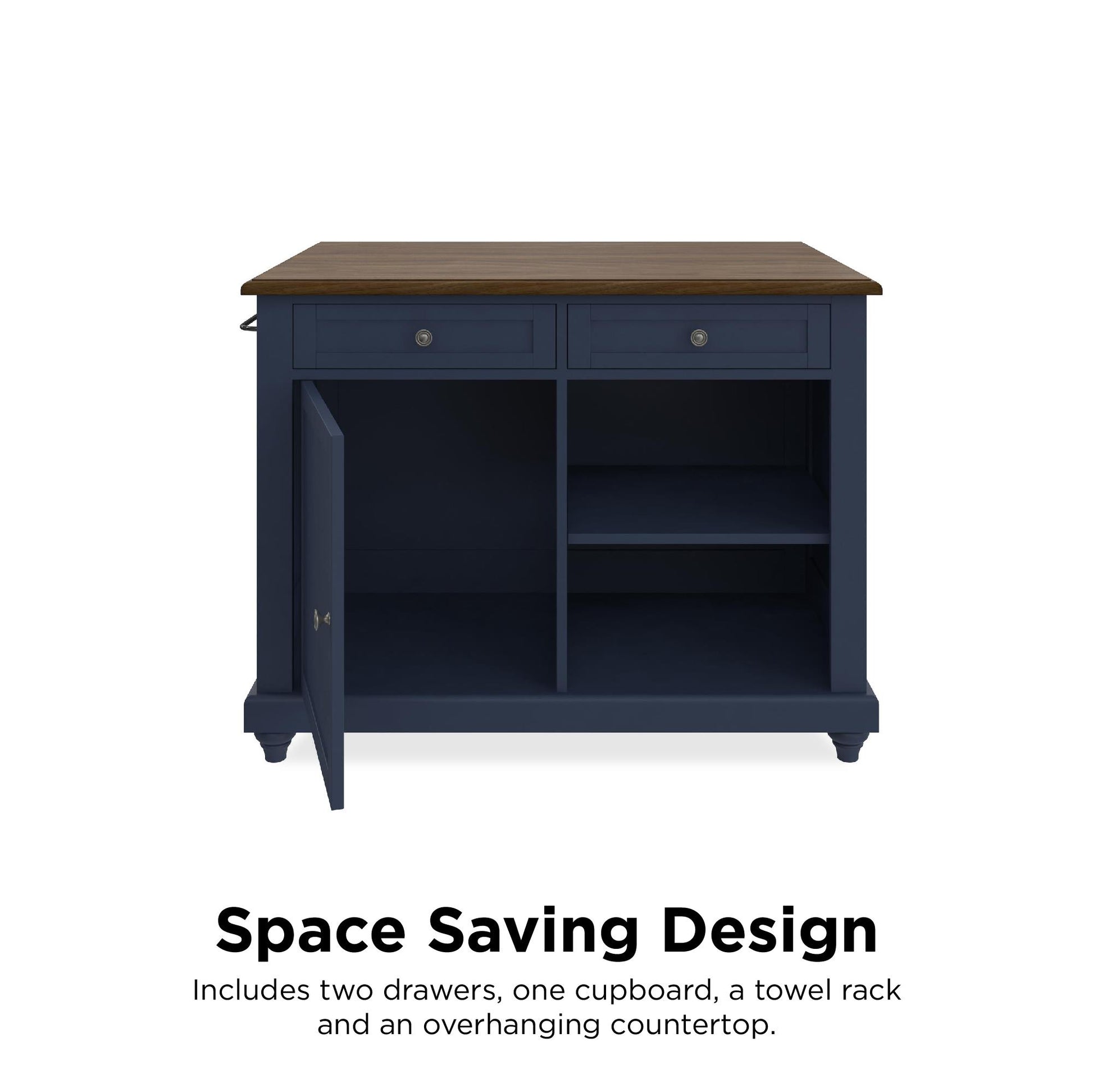 DHP Kelsey Kitchen Island with 2, Blue - Blue