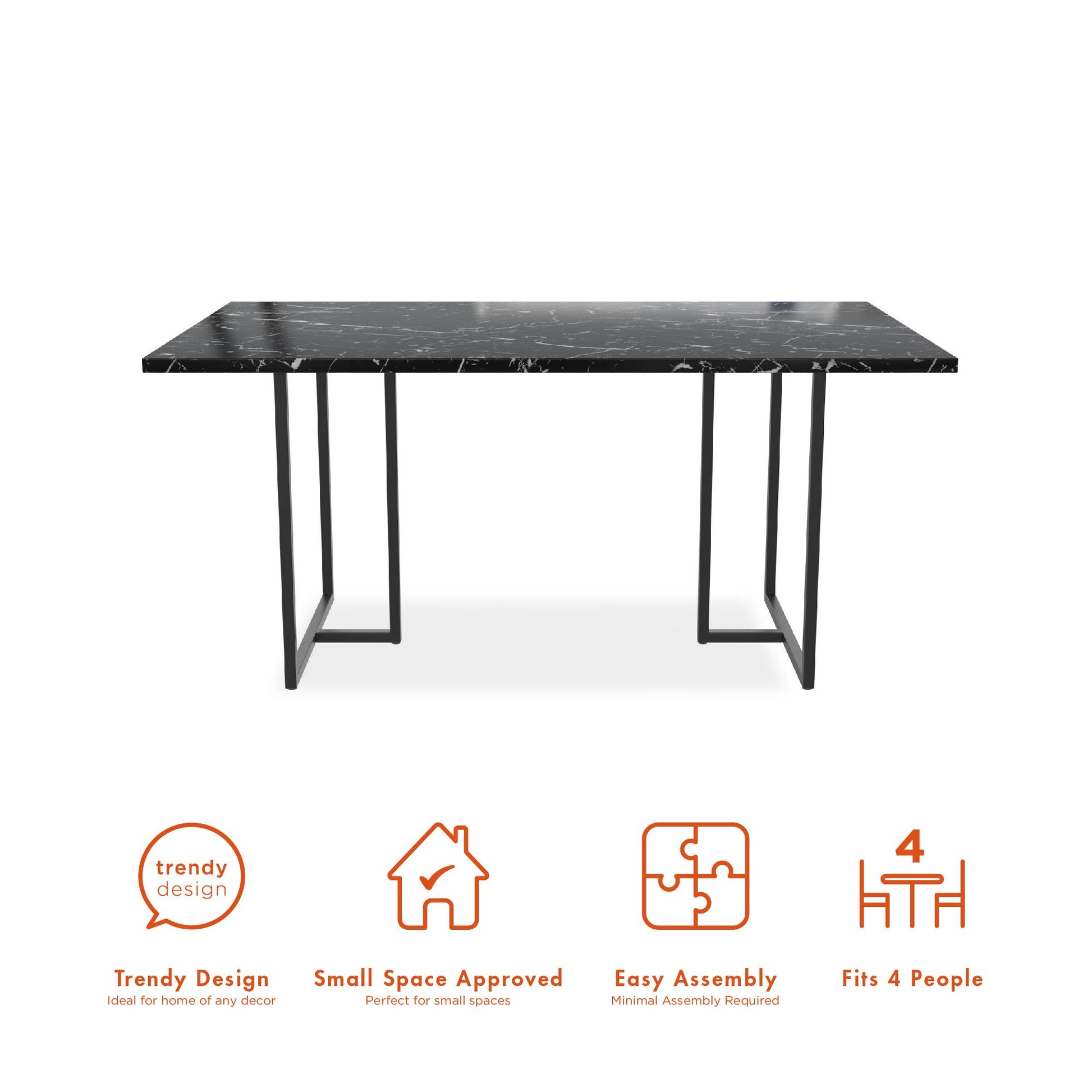 Astor Dining Table - Black Marble