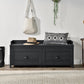 Farmington Rustic Farmhouse Entryway Storage Bench with Drawers - Black Oak