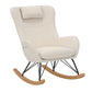 Robbie Rocker Accent Chair with Storage Pockets and Matching Pillow Headrest - Beige
