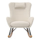 Robbie Rocker Accent Chair with Storage Pockets and Matching Pillow Headrest - Beige