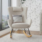 Robbie Rocker Accent Chair with Storage Pockets and Matching Pillow Headrest - Beige