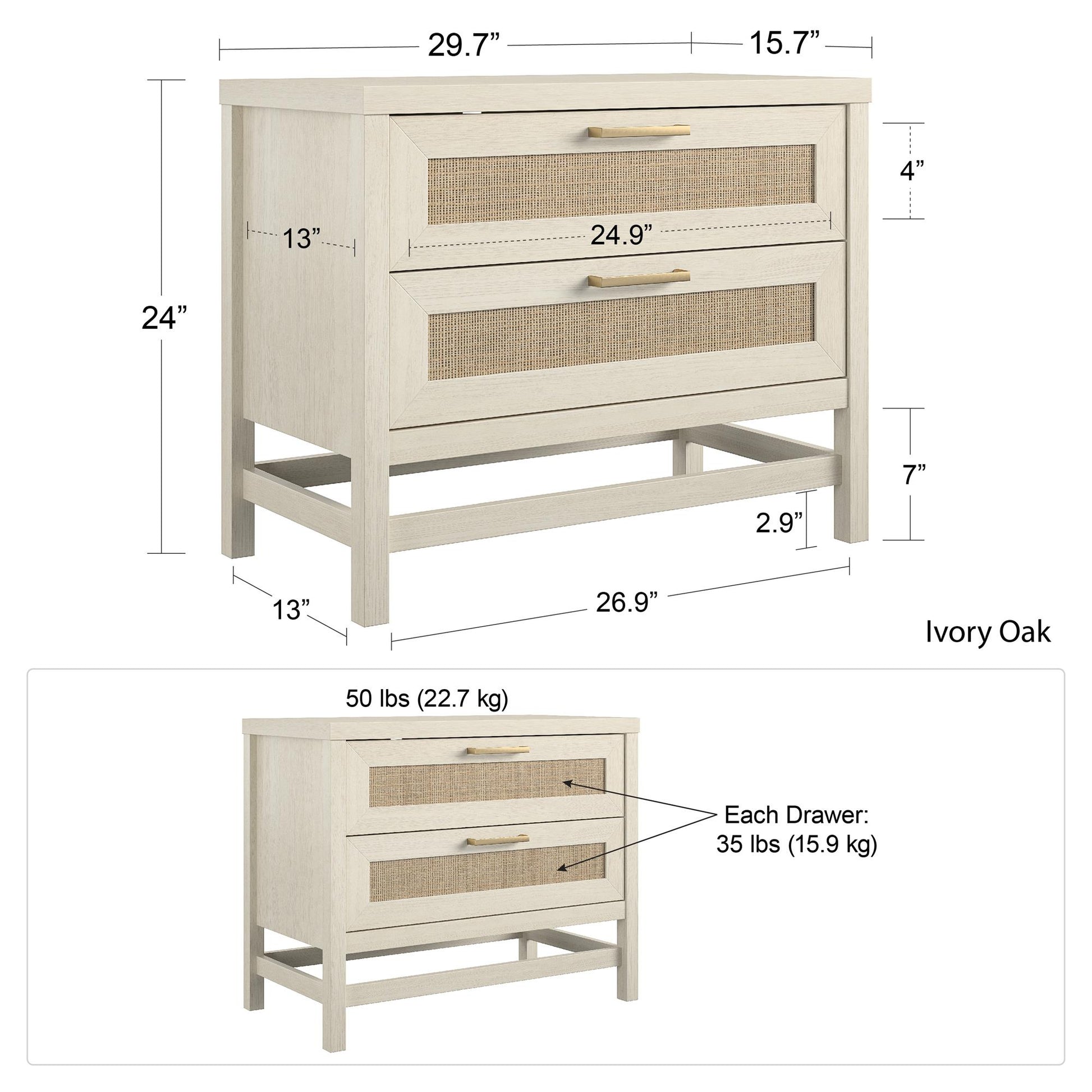 Lennon 2 Drawer Nightstand - Medium Brown
