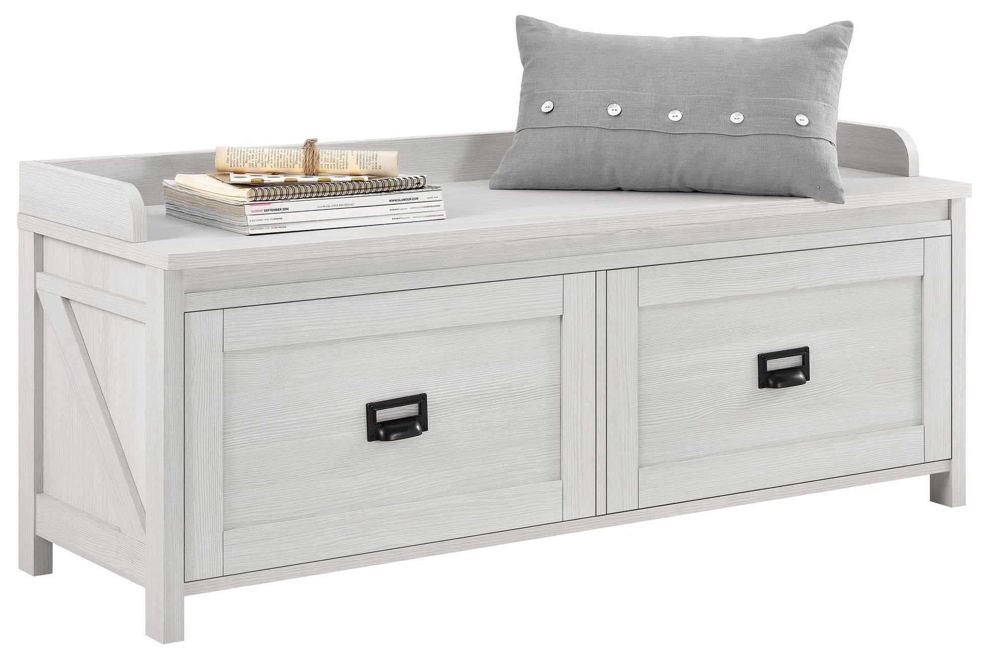 Farmington Rustic Farmhouse Entryway Storage Bench with Drawers - Ivory Pine