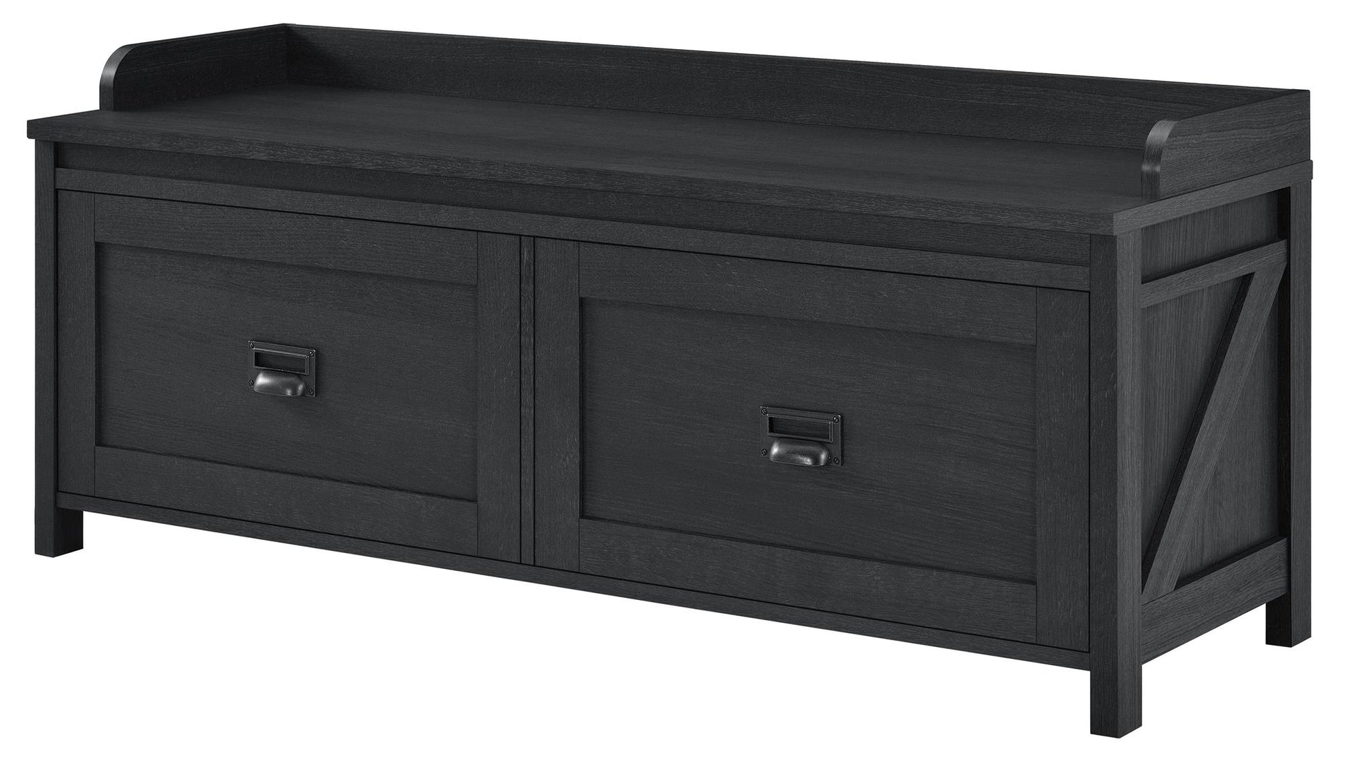 Farmington Rustic Farmhouse Entryway Storage Bench with Drawers - Black Oak