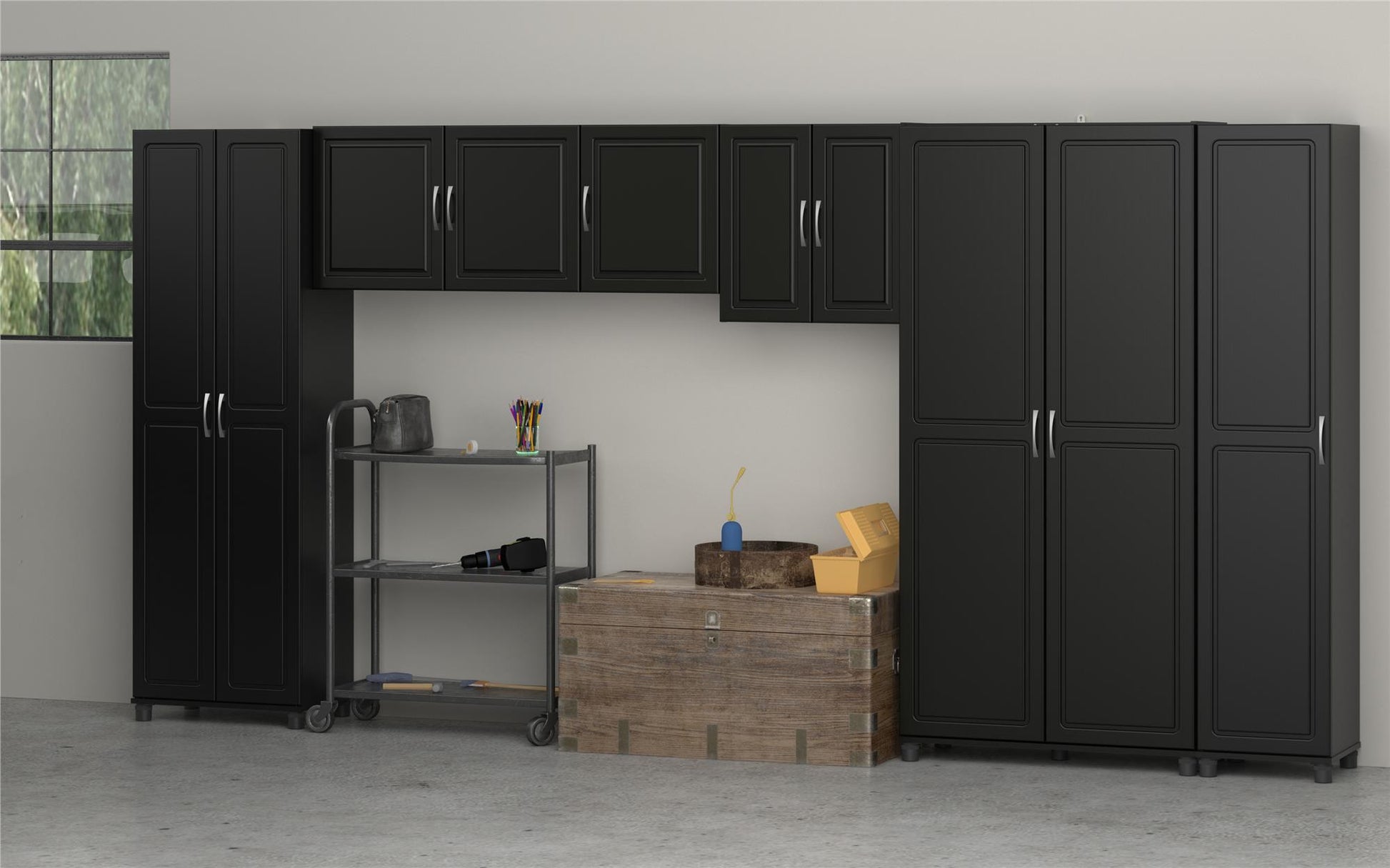 Kendall 24 Inch Multipurpose 2 Door Wall Cabinet - Black