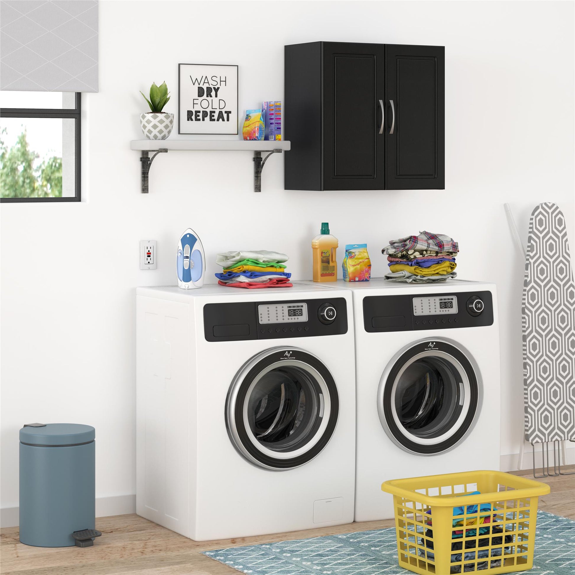 Kendall 24 Inch Multipurpose 2 Door Wall Cabinet - Black