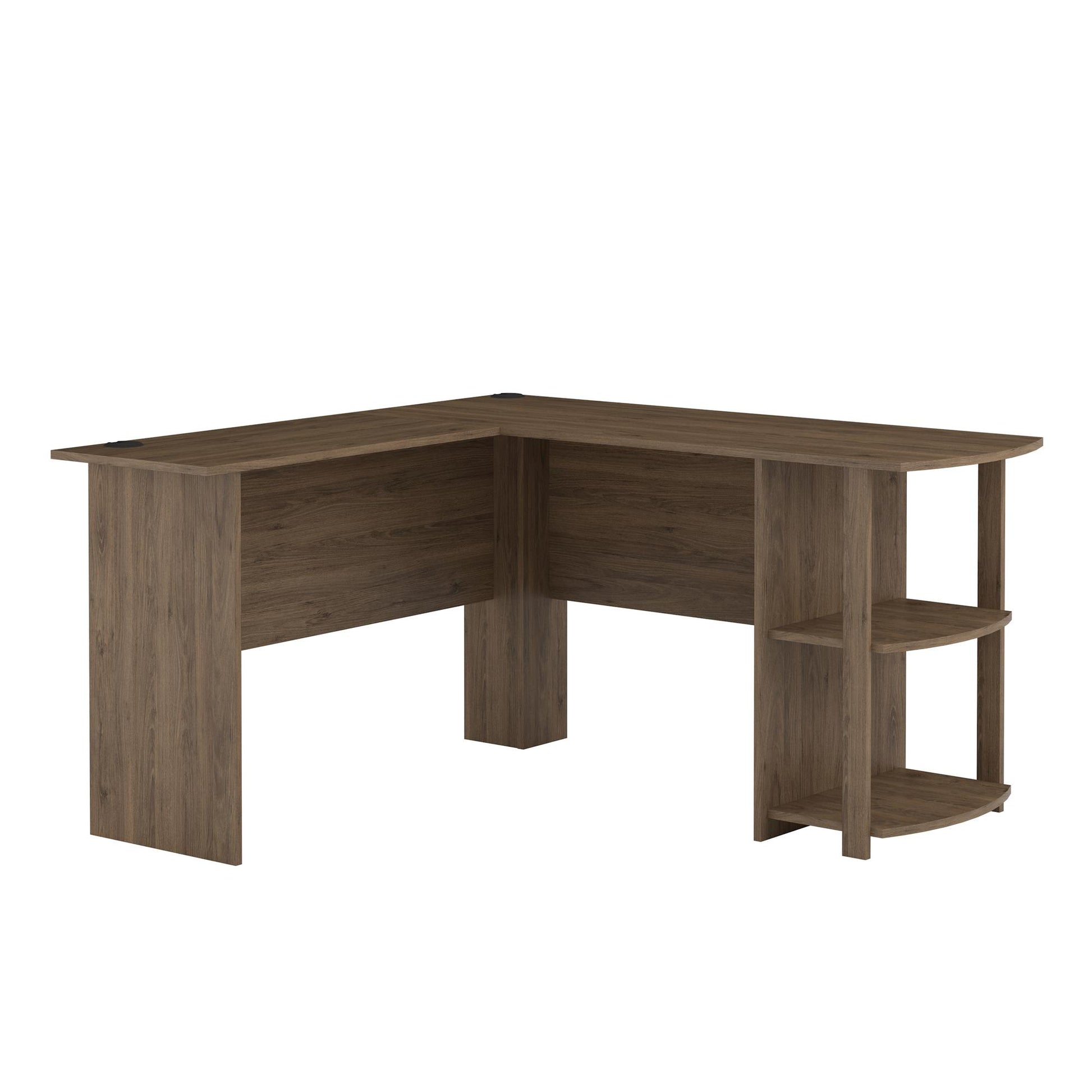 Dakota Computer L Desk with Side Bookshelf and Large Worksurface - Rustic Oak