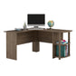 Dakota Computer L Desk with Side Bookshelf and Large Worksurface - Rustic Oak