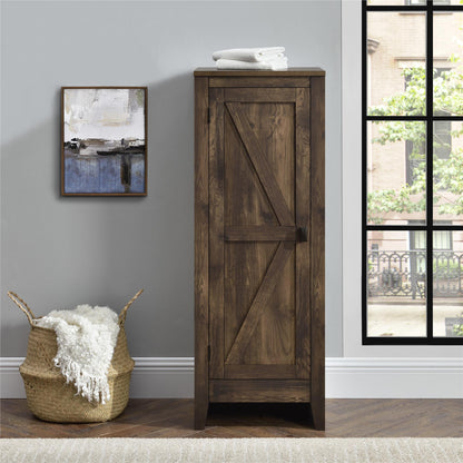 SystemBuild Farmington Storage Cabinet with 4 Shelves - Rustic