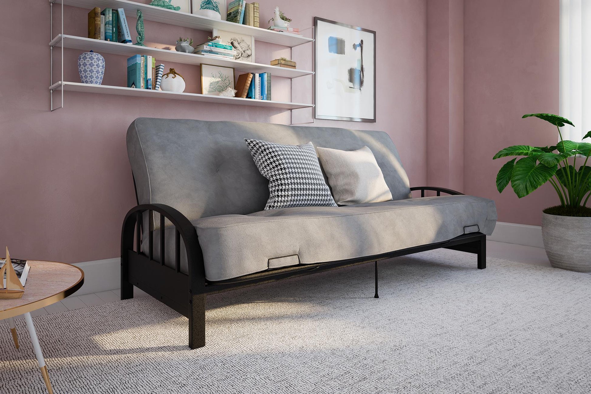 Aiden Metal Full Size Futon Frame with Multiple Reclining Positions - Black
