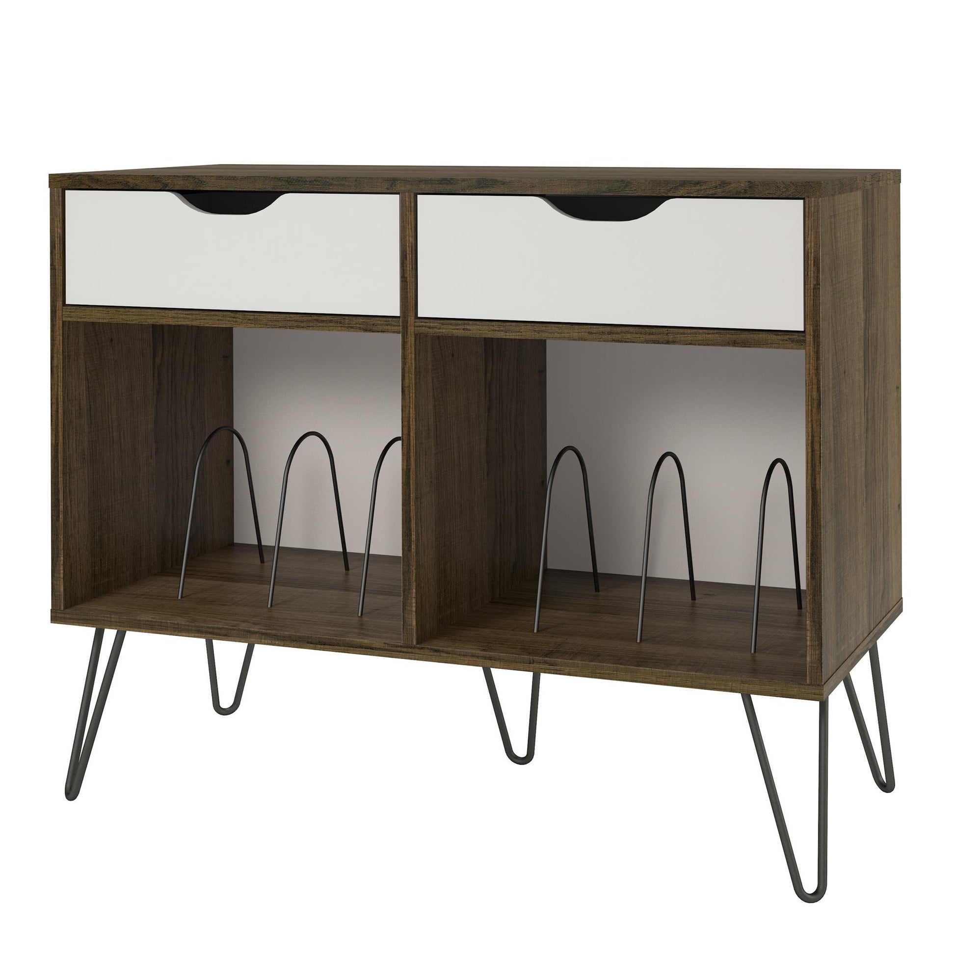 Concord Turntable Stand with Drawers, Brown Oak - Brown Oak