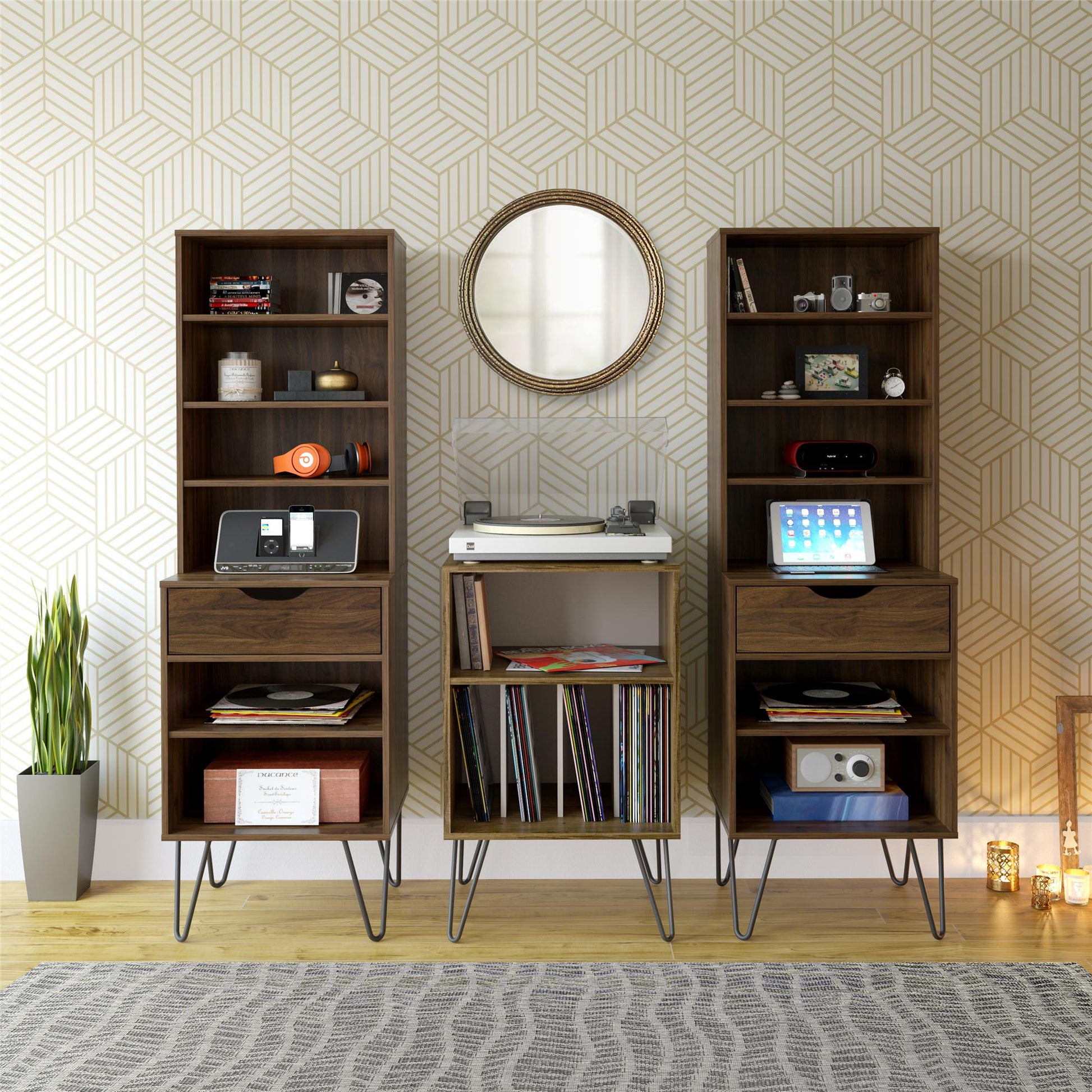 Concord Turntable Stand, Brown Oak - Brown Oak