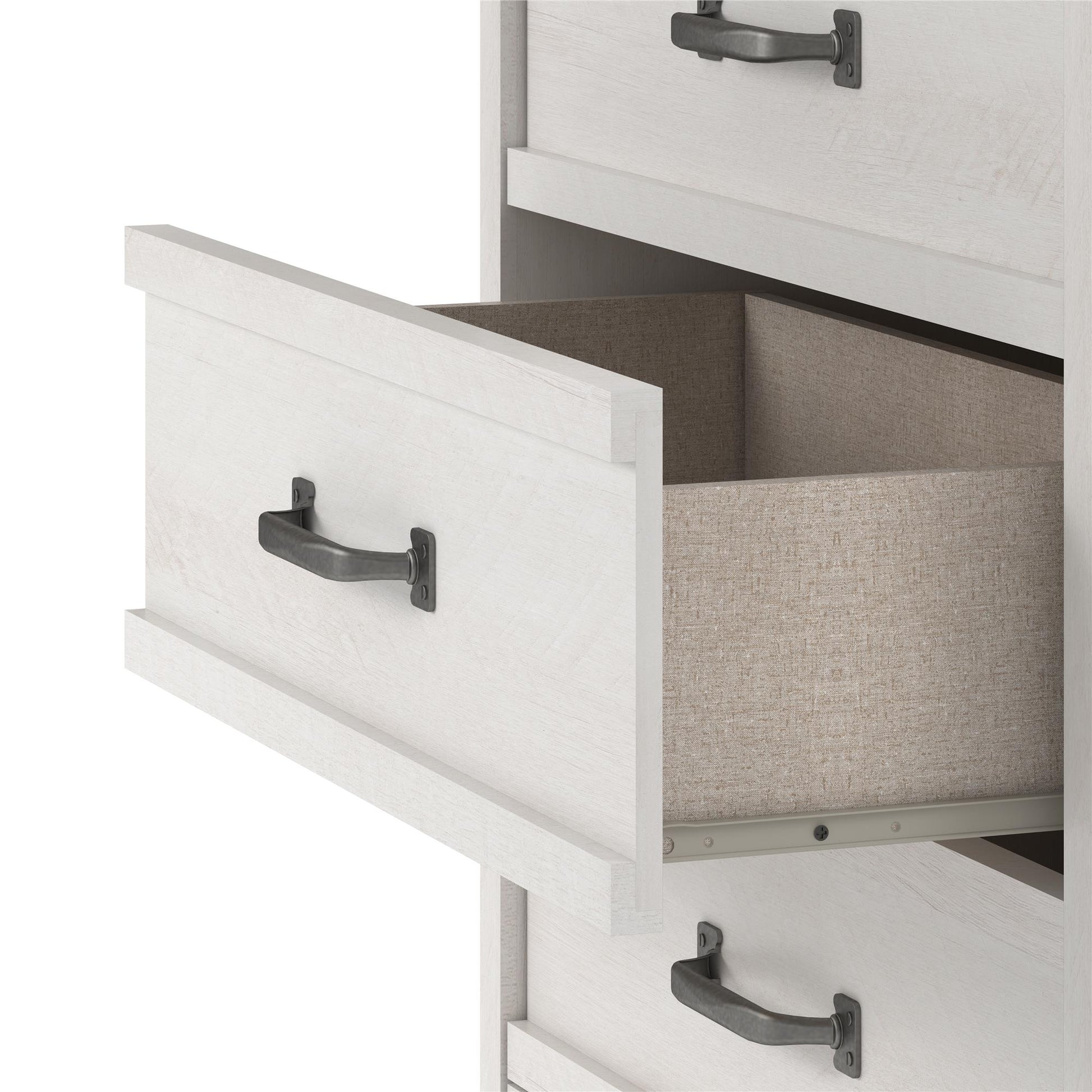 Bassinger 5 Drawer Bedroom Dresser with Pewter Handles - Ivory Oak