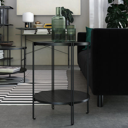 Ameriwood Home Lakeland Round End Table, Black Oak - Black Oak