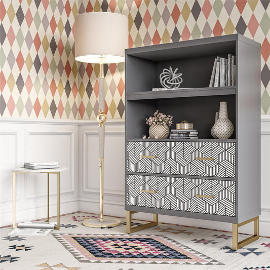 Scarlett Bookcase with Drawers - Graphite Grey