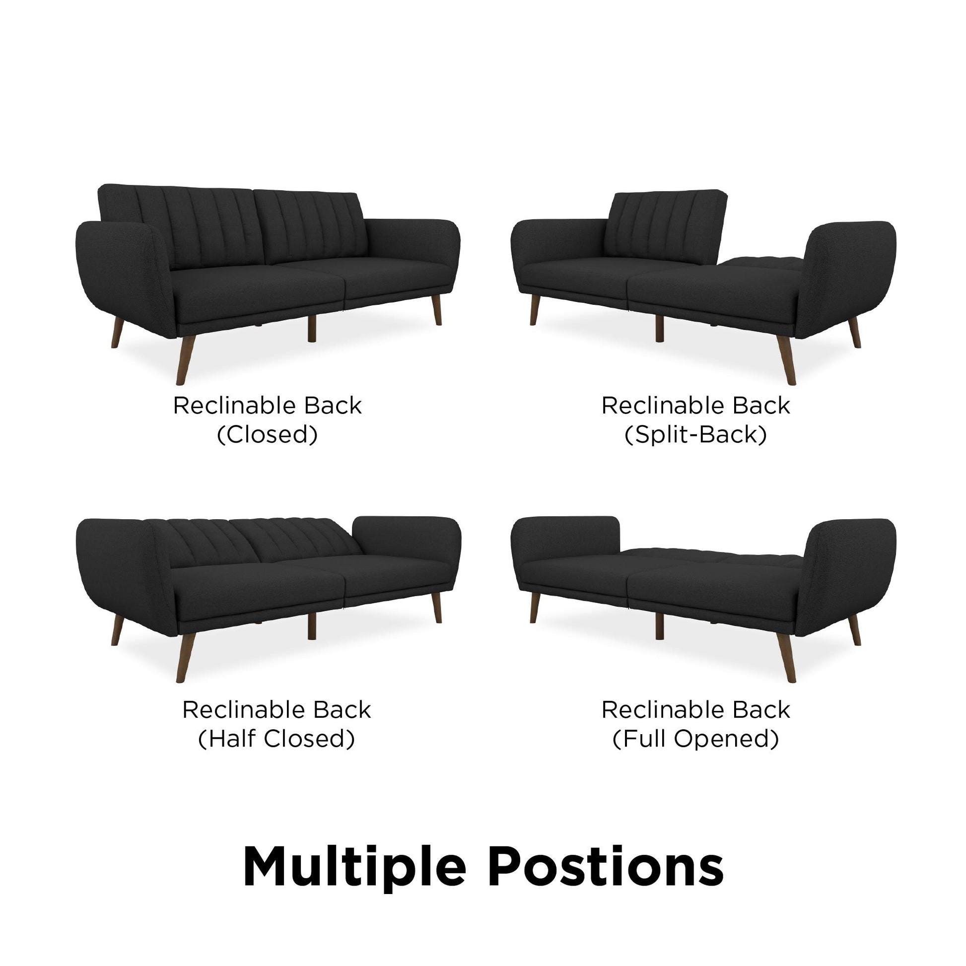 Brittany Futon - Dark Gray Linen