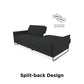 Pembroke Convertible Futon with Armrests and Metal Sleigh Legs - Grey Linen