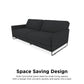 Pembroke Convertible Futon with Armrests and Metal Sleigh Legs - Grey Linen