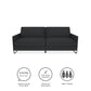 Pembroke Convertible Futon with Armrests and Metal Sleigh Legs - Grey Linen