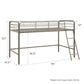 Jett Junior Loft Bed with Metal Frame and Built-In Ladder - Silver - Twin