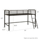 Jett Junior Loft Bed with Metal Frame and Built-In Ladder - Black - Twin