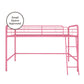 Jett Junior Loft Bed with Metal Frame and Built-In Ladder - Pink - Twin