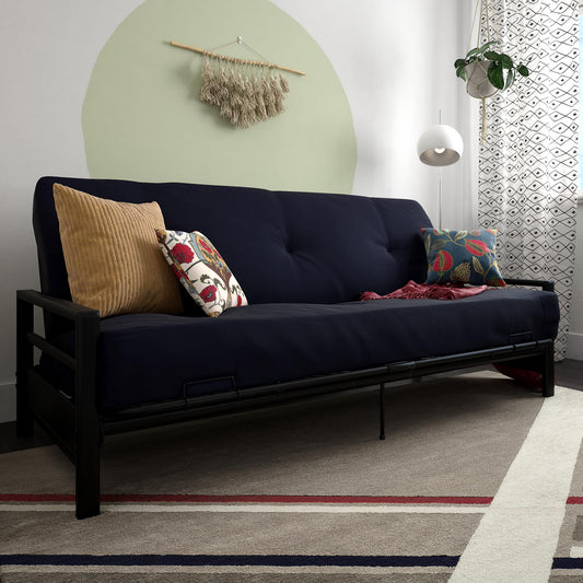 Miles Metal Futon Frame with Metal Mesh and Retainer Clips - Black