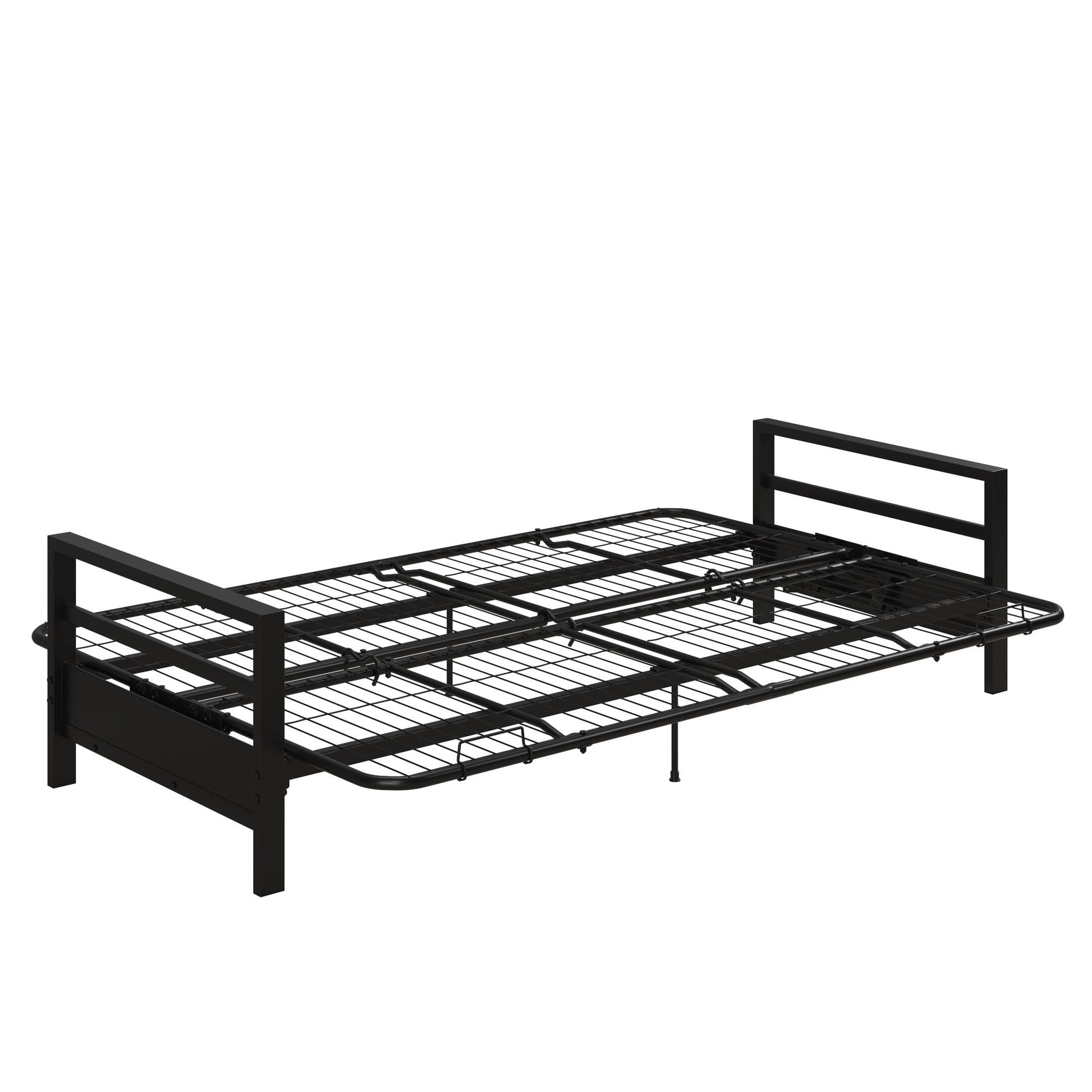 Miles Metal Futon Frame with Metal Mesh and Retainer Clips - Black
