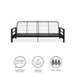 Miles Metal Futon Frame with Metal Mesh and Retainer Clips - Black