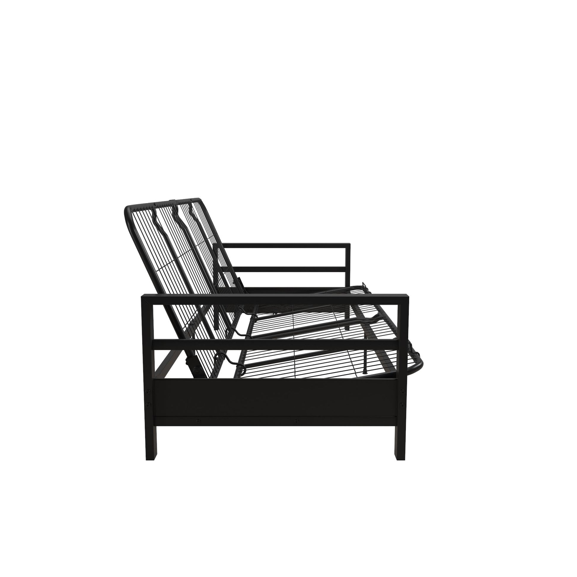 Miles Metal Futon Frame with Metal Mesh and Retainer Clips - Black