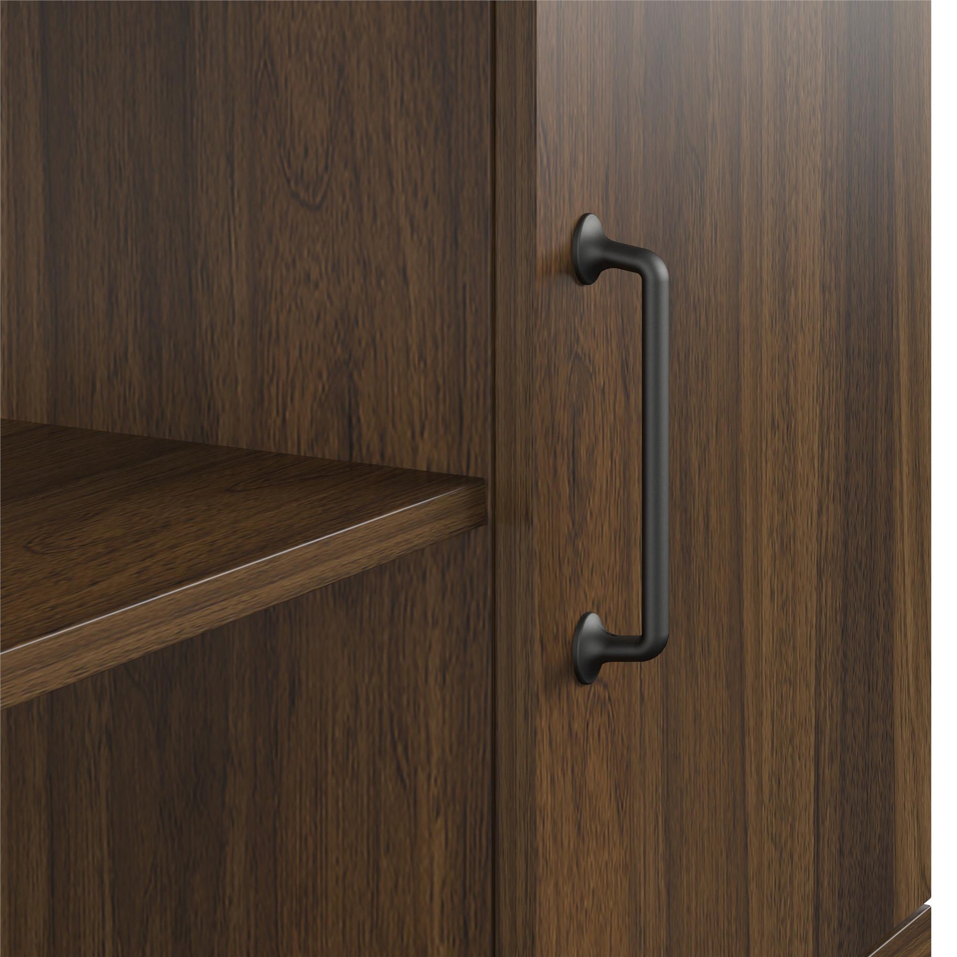 Haven Retro 3 Shelf Bookcase with Open and Closed Storage and Hairpin Legs - Florence Walnut
