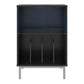 Lumina Turntable Stand with 2 Shelves and LED Lights - Black Oak