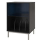 Lumina Turntable Stand with 2 Shelves and LED Lights - Black Oak