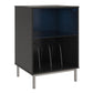 Lumina Turntable Stand with 2 Shelves and LED Lights - Black Oak