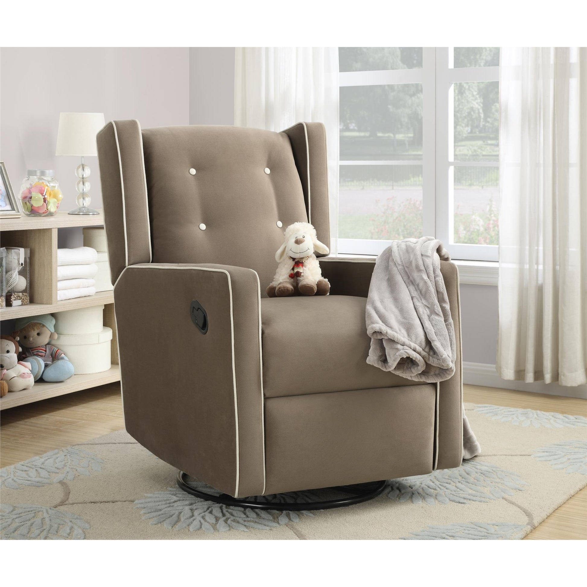 Mikayla Swivel Glider Recliner Chair Pocket Coil Seating - Mocha