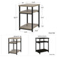 Elmwood End Table with 2 Lower Shelves and Metal Frame - Brown Oak