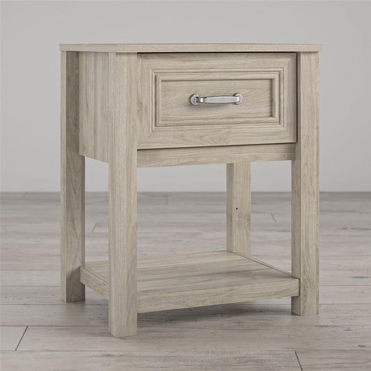 Sierra Ridge Levi Kids’ 1 Drawer Nightstand and Lower Shelf - Light Walnut
