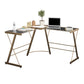 Odin Glass L-Shaped Computer Desk, Gold - Gold