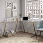 Odin Glass L-Shaped Computer Desk, Gold - Gold