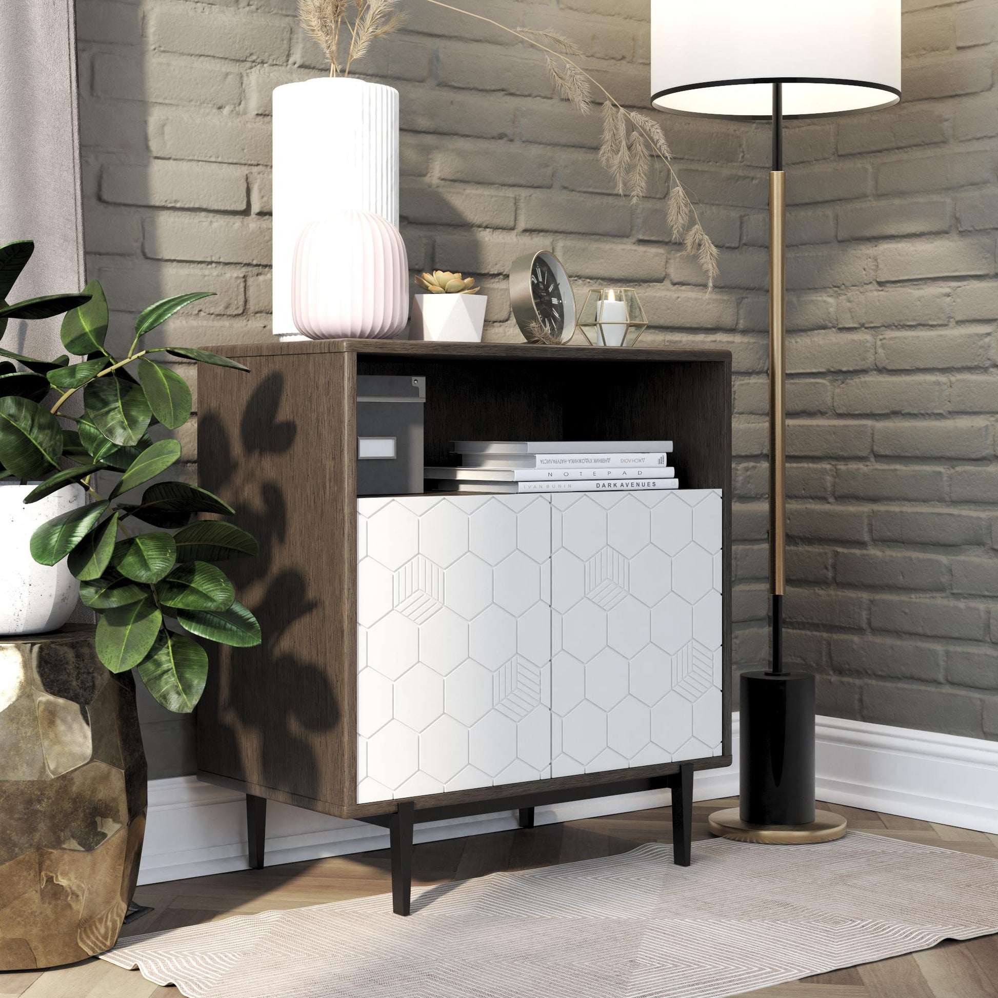 Olivia Storage Cabinet - Gray (Wood Grain)